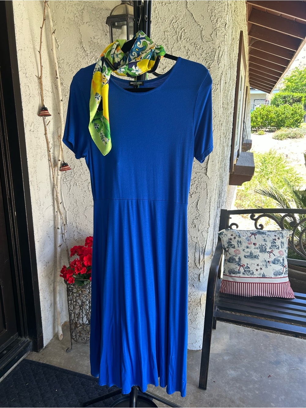 Max Studio Royal Blue Midi Dress with Short Sleeves